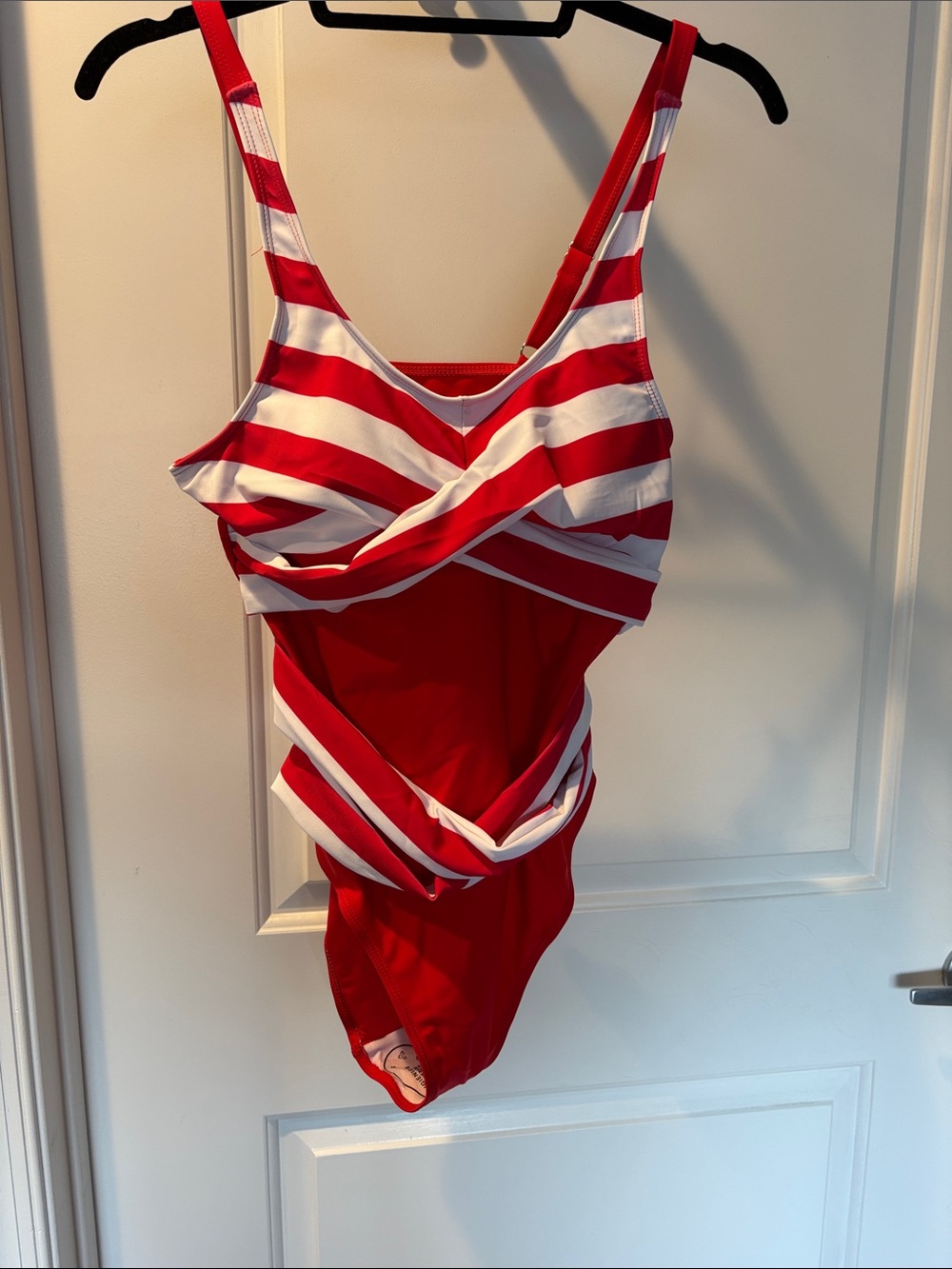Red & White Striped women’s One-Piece Swimsuit.  New!
